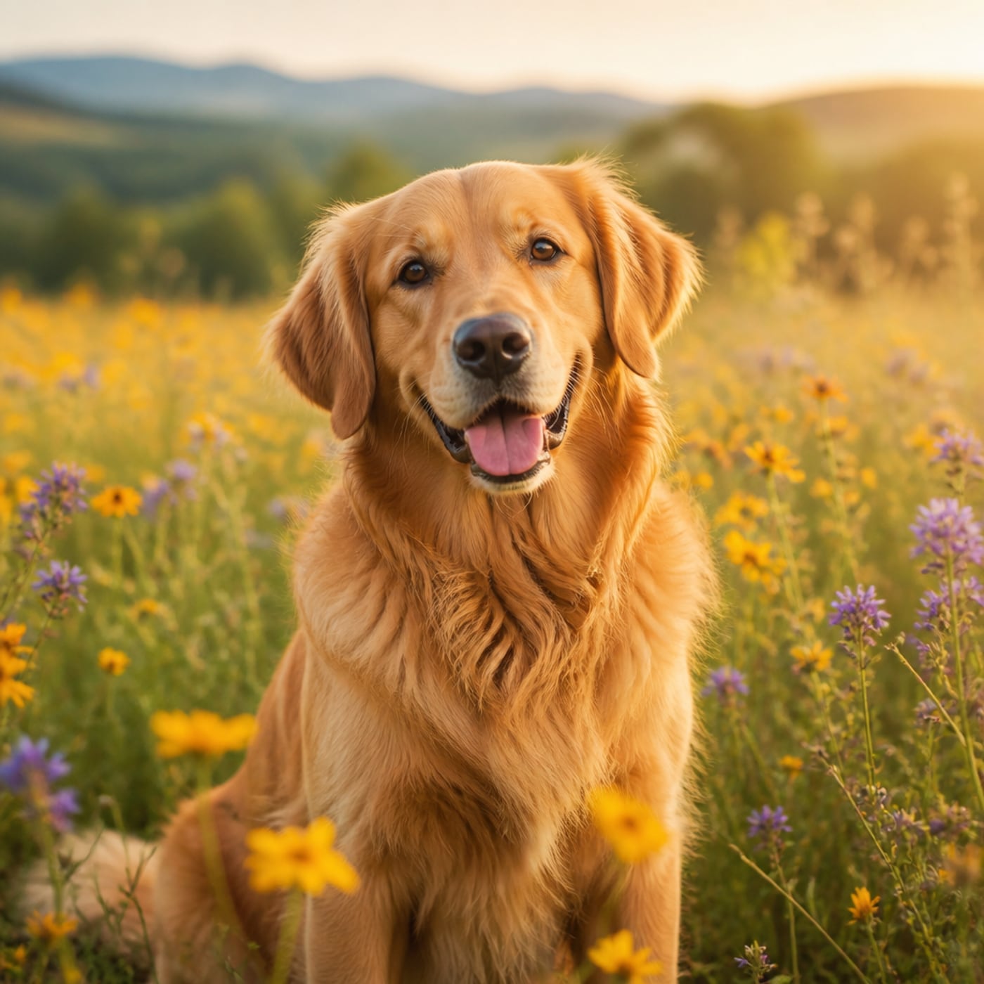 Golden retriever ready look